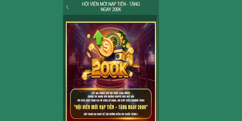 Người chơi gửi vốn lần đầu nhà cái tặng 200K